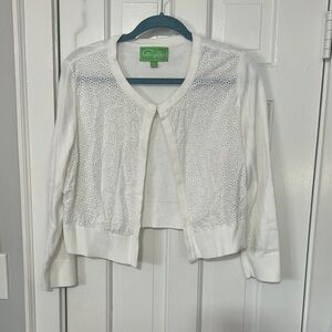 Cappagallo eyelet sweater cardigan size large